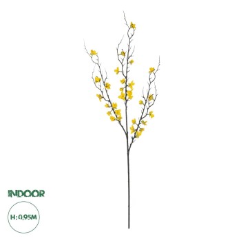 GloboStar® Artificial Garden YELLOW JUNGLE GERANIUM BLOSSOM BRANCH 21460 Τεχνητό Διακοσμητικό Κλαδί Κίτρινο Γεράνι Y95cm