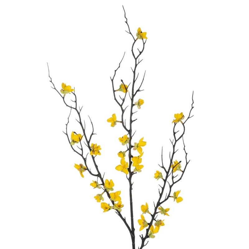 GloboStar® Artificial Garden YELLOW JUNGLE GERANIUM BLOSSOM BRANCH 21460 Τεχνητό Διακοσμητικό Κλαδί Κίτρινο Γεράνι Y95cm