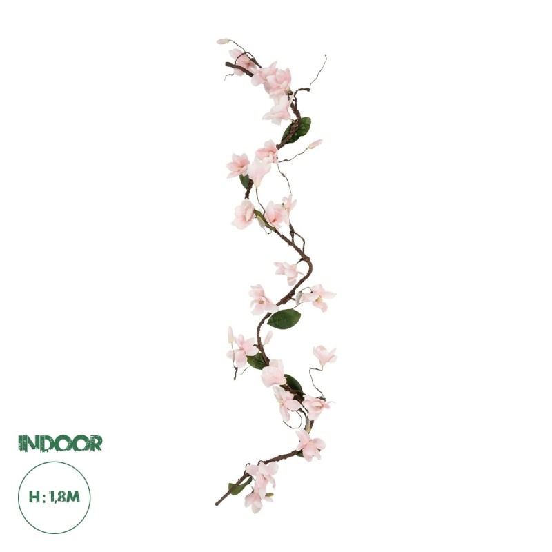 GloboStar® Artificial Garden MANGOLIA FLOWER VINE 21469 Τεχνητό Διακοσμητικό Κλαδί Μανόλιας  Y180cm