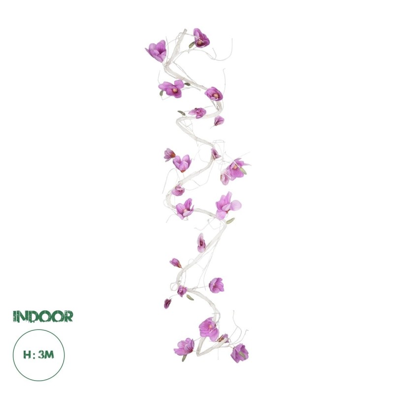 GloboStar® Artificial Garden MAGNOLIA FLOWER VINE 21471 Τεχνητό Διακοσμητικό Φυτό Λευκή & Ροζ Μανόλια Μ20 x Π20 x Υ300cm