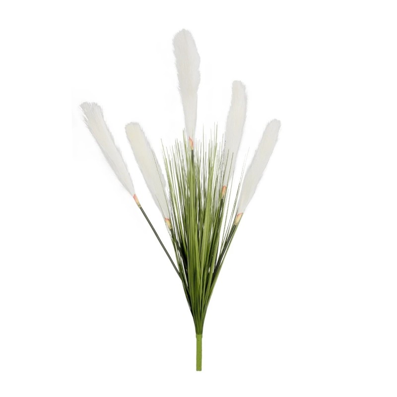 GloboStar® Artificial Garden WHITE PAMPAS GRASS BRANCH 21485 Τεχνητό Διακοσμητικό Κλαδί Λευκό Πάμπας Y88cm