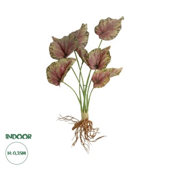 GloboStar® Artificial Garden BEGONIA LEAVES ROOTED 21490 Τεχνητό Διακοσμητικό Φυτό Πολύχρωμη Βιγόνια Μ25 x Π14 x Υ35cm