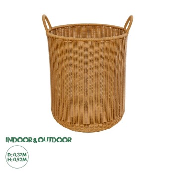 GloboStar® Artificial Garden TORINO 21492 Διακοσμητικό Πλεκτό Καλάθι - Κασπώ Γλάστρα - Flower Pot Μπεζ Φ37cm x Υ52cm