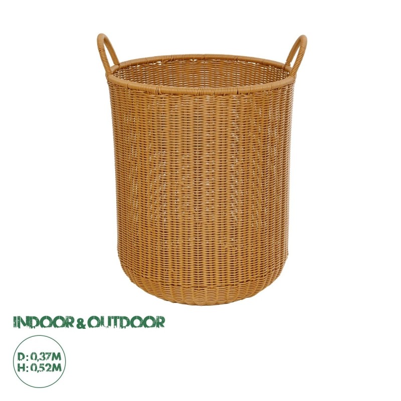 GloboStar® Artificial Garden TORINO 21492 Διακοσμητικό Πλεκτό Καλάθι - Κασπώ Γλάστρα - Flower Pot Μπεζ Φ37cm x Υ52cm