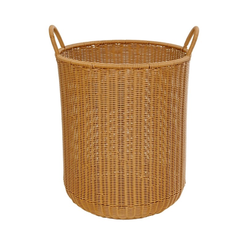 GloboStar® Artificial Garden TORINO 21492 Διακοσμητικό Πλεκτό Καλάθι - Κασπώ Γλάστρα - Flower Pot Μπεζ Φ37cm x Υ52cm