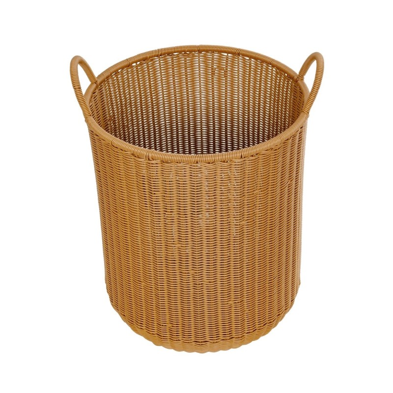 GloboStar® Artificial Garden TORINO 21492 Διακοσμητικό Πλεκτό Καλάθι - Κασπώ Γλάστρα - Flower Pot Μπεζ Φ37cm x Υ52cm