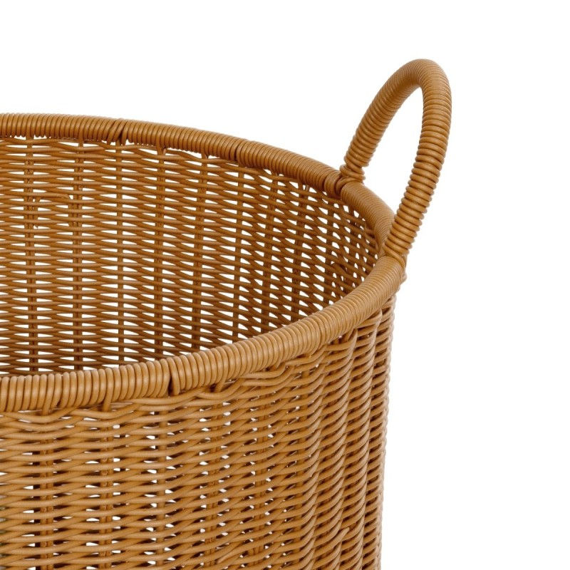 GloboStar® Artificial Garden TORINO 21492 Διακοσμητικό Πλεκτό Καλάθι - Κασπώ Γλάστρα - Flower Pot Μπεζ Φ37cm x Υ52cm