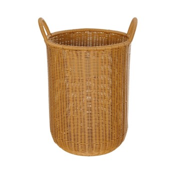 GloboStar® Artificial Garden TORINO 21493 Διακοσμητικό Πλεκτό Καλάθι - Κασπώ Γλάστρα - Flower Pot Μπεζ Φ31cm x Υ47cm