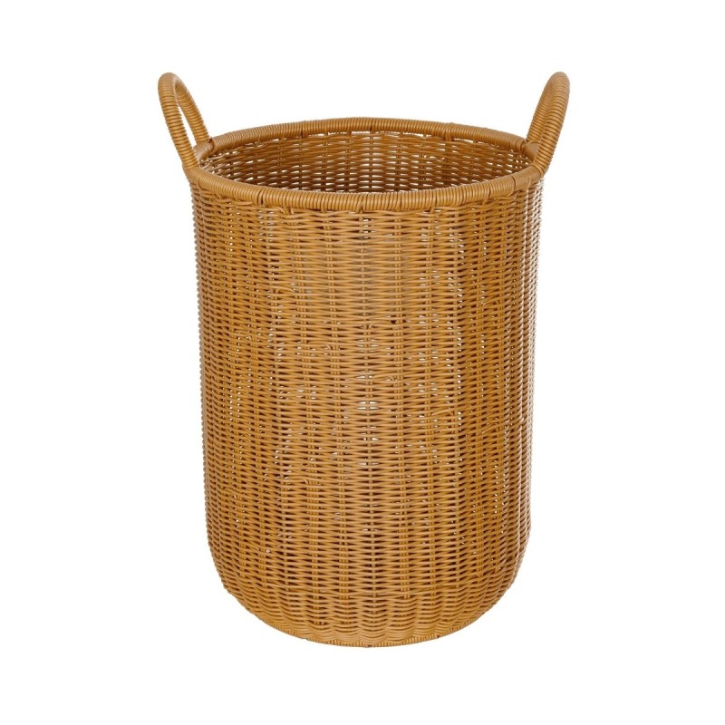 GloboStar® Artificial Garden TORINO 21493 Διακοσμητικό Πλεκτό Καλάθι - Κασπώ Γλάστρα - Flower Pot Μπεζ Φ31cm x Υ47cm