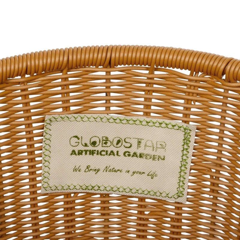 GloboStar® Artificial Garden TORINO 21493 Διακοσμητικό Πλεκτό Καλάθι - Κασπώ Γλάστρα - Flower Pot Μπεζ Φ31cm x Υ47cm