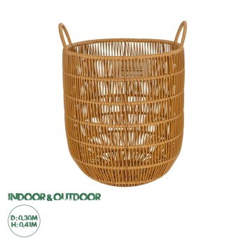 GloboStar® Artificial Garden OSAKA 21494 Διακοσμητικό Πλεκτό Καλάθι - Κασπώ Γλάστρα - Flower Pot Μπεζ Φ30cm x Υ41cm