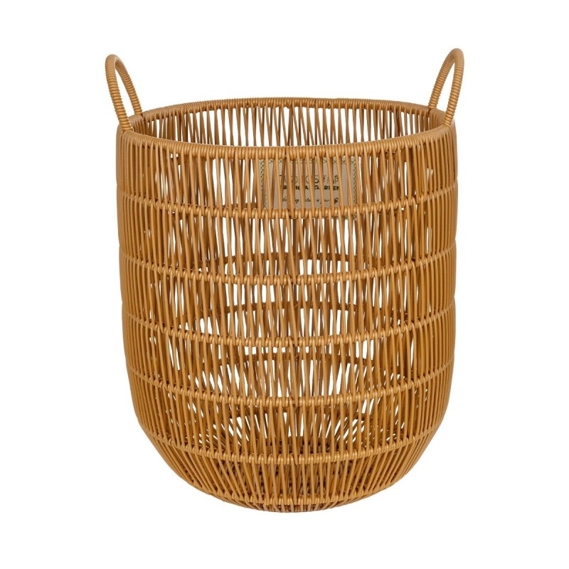 GloboStar® Artificial Garden OSAKA 21494 Διακοσμητικό Πλεκτό Καλάθι - Κασπώ Γλάστρα - Flower Pot Μπεζ Φ30cm x Υ41cm