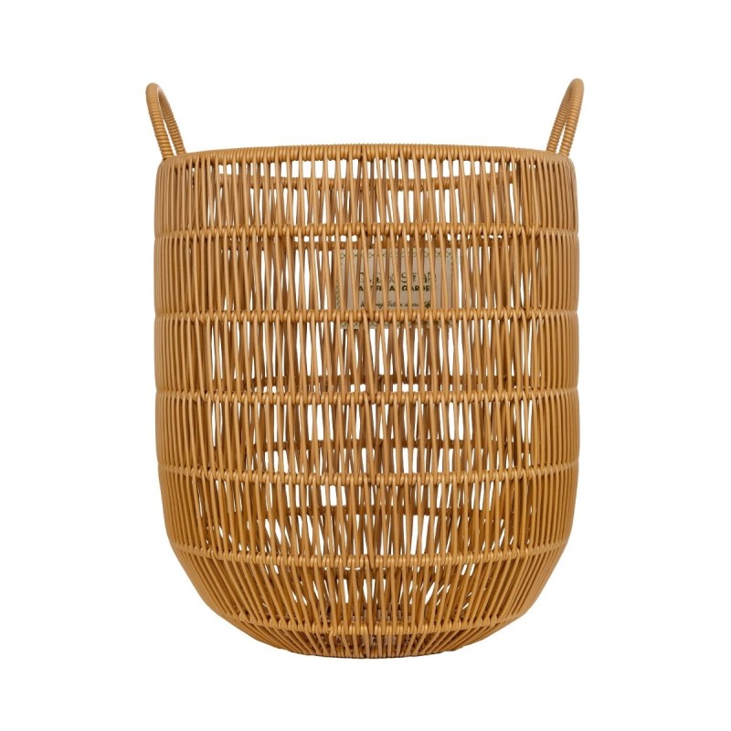 GloboStar® Artificial Garden OSAKA 21494 Διακοσμητικό Πλεκτό Καλάθι - Κασπώ Γλάστρα - Flower Pot Μπεζ Φ30cm x Υ41cm