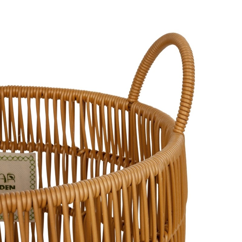 GloboStar® Artificial Garden OSAKA 21494 Διακοσμητικό Πλεκτό Καλάθι - Κασπώ Γλάστρα - Flower Pot Μπεζ Φ30cm x Υ41cm