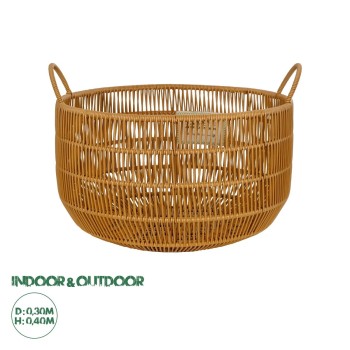 GloboStar® Artificial Garden COCOA 21495 Διακοσμητικό Πλεκτό Καλάθι - Κασπώ Γλάστρα - Flower Pot Μπεζ Φ30cm x Υ40cm