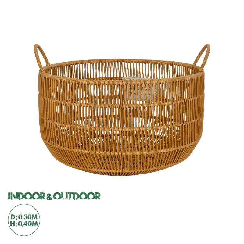 GloboStar® Artificial Garden COCOA 21495 Διακοσμητικό Πλεκτό Καλάθι - Κασπώ Γλάστρα - Flower Pot Μπεζ Φ30cm x Υ40cm