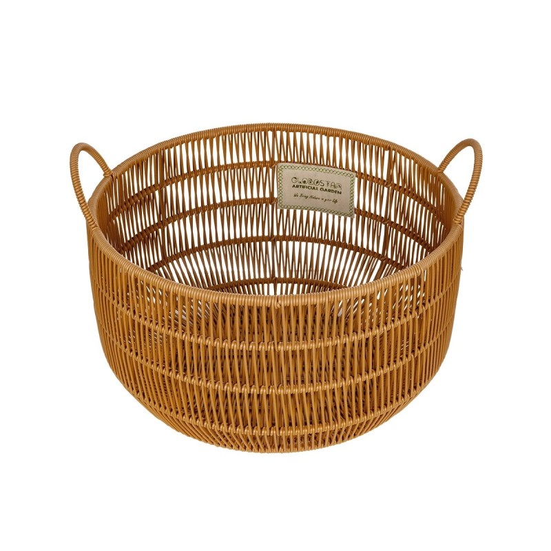 GloboStar® Artificial Garden COCOA 21495 Διακοσμητικό Πλεκτό Καλάθι - Κασπώ Γλάστρα - Flower Pot Μπεζ Φ30cm x Υ40cm
