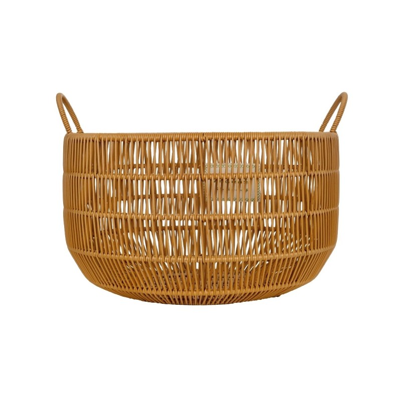GloboStar® Artificial Garden COCOA 21495 Διακοσμητικό Πλεκτό Καλάθι - Κασπώ Γλάστρα - Flower Pot Μπεζ Φ30cm x Υ40cm