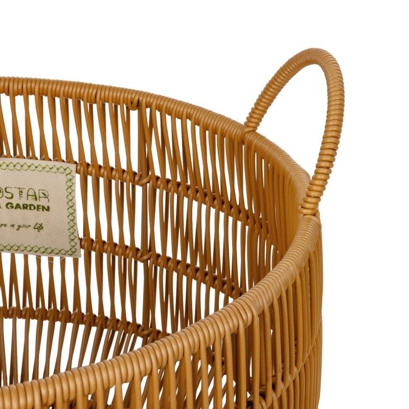 GloboStar® Artificial Garden COCOA 21495 Διακοσμητικό Πλεκτό Καλάθι - Κασπώ Γλάστρα - Flower Pot Μπεζ Φ30cm x Υ40cm