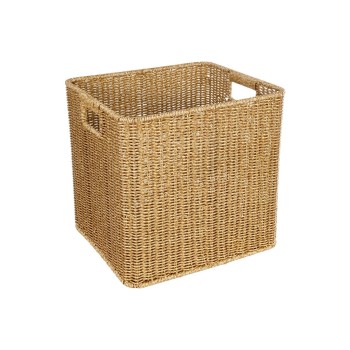 GloboStar® Artificial Garden CAVES 21496 Διακοσμητικό Πλεκτό Καλάθι - Κασπώ Γλάστρα - Flower Pot Μπεζ Μ32 x Π28 x Υ30cm