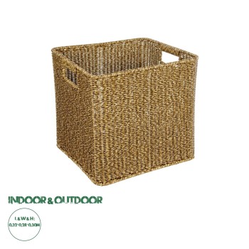 GloboStar® Artificial Garden SIENA 21497 Διακοσμητικό Πλεκτό Καλάθι - Κασπώ Γλάστρα - Flower Pot Μπεζ Μ32 x Π28 x Υ30cm