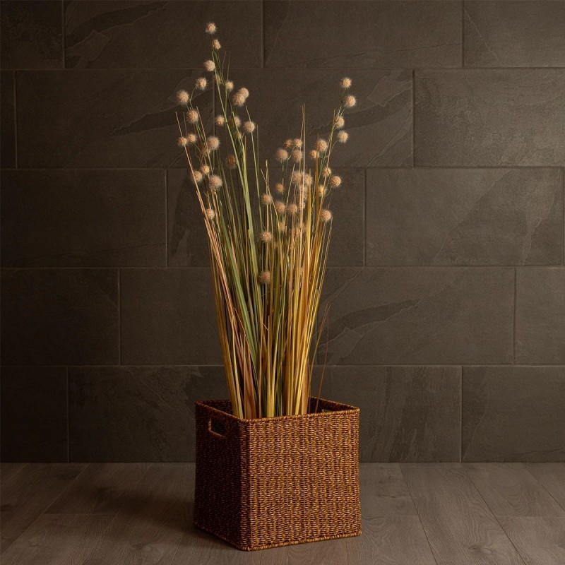 GloboStar® Artificial Garden SIENA 21497 Διακοσμητικό Πλεκτό Καλάθι - Κασπώ Γλάστρα - Flower Pot Μπεζ Μ32 x Π28 x Υ30cm