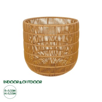 GloboStar® Artificial Garden DAKOTA 21498 Διακοσμητικό Πλεκτό Καλάθι - Κασπώ Γλάστρα - Flower Pot Μπεζ Φ33cm x Υ33cm