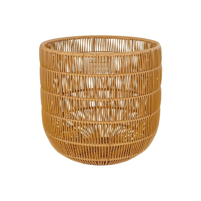 GloboStar® Artificial Garden DAKOTA 21498 Διακοσμητικό Πλεκτό Καλάθι - Κασπώ Γλάστρα - Flower Pot Μπεζ Φ33cm x Υ33cm