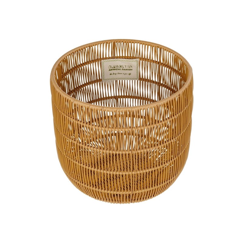 GloboStar® Artificial Garden DAKOTA 21498 Διακοσμητικό Πλεκτό Καλάθι - Κασπώ Γλάστρα - Flower Pot Μπεζ Φ33cm x Υ33cm