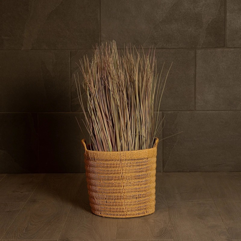 GloboStar® Artificial Garden BARBADOS 21499 Διακοσμητικό Πλεκτό Καλάθι - Κασπώ Γλάστρα - Flower Pot Μπεζ Μ28 x Π28 x Υ26cm