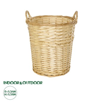 GloboStar® Artificial Garden ARIZONA 21503 Διακοσμητικό Πλεκτό Καλάθι - Κασπώ Γλάστρα - Flower Pot Μπεζ Φ36 x Υ38cm