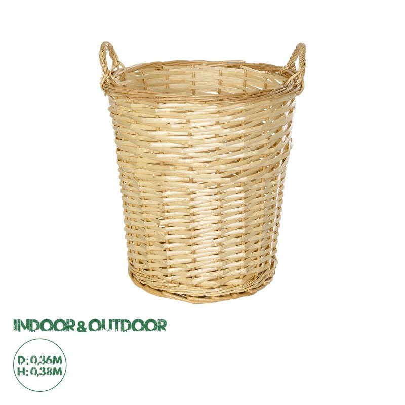 GloboStar® Artificial Garden ARIZONA 21503 Διακοσμητικό Πλεκτό Καλάθι - Κασπώ Γλάστρα - Flower Pot Μπεζ Φ36 x Υ38cm