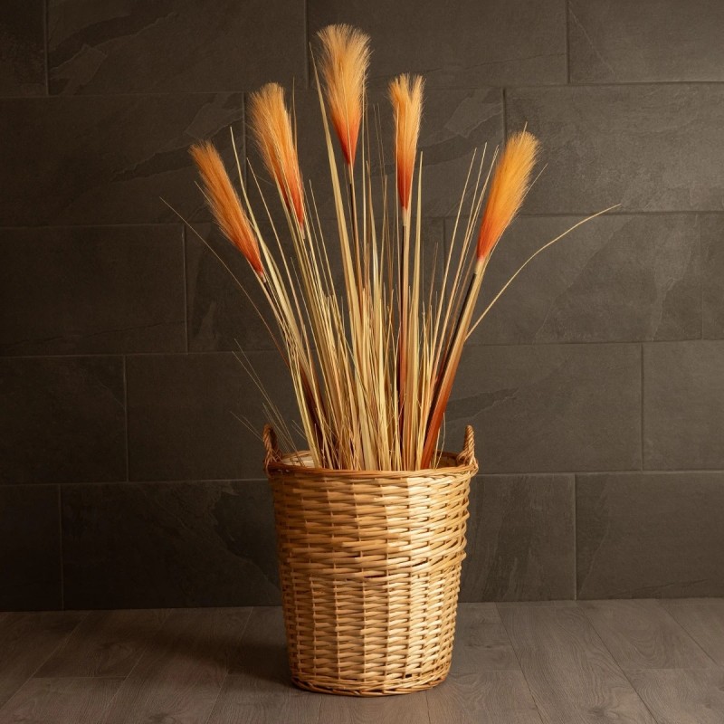 GloboStar® Artificial Garden ARIZONA 21504 Διακοσμητικό Πλεκτό Καλάθι - Κασπώ Γλάστρα - Flower Pot Μπεζ Φ42 x Υ42cm