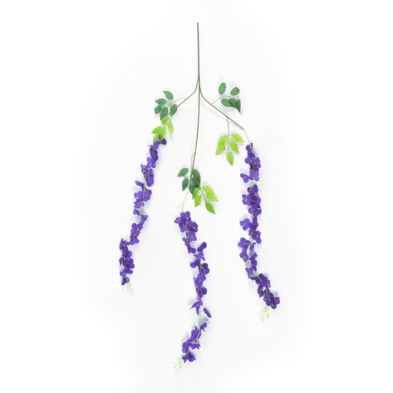 GloboStar® Artificial Garden VIOLET WISTERIA FLOWER BRANCH 21509 Σετ 12 Τεχνητά Διακοσμητικά κλαδιά Βιστέριας Βιολετί Φ45 x Υ120cm