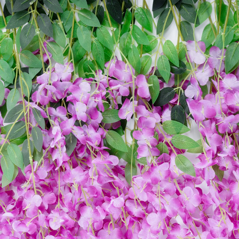 GloboStar® Artificial Garden PURPLE WISTERIA FLOWER BRANCH 21510 Σετ 12 Τεχνητά Διακοσμητικά κλαδιά Βιστέριας Μωβ Φ45 x Υ120cm