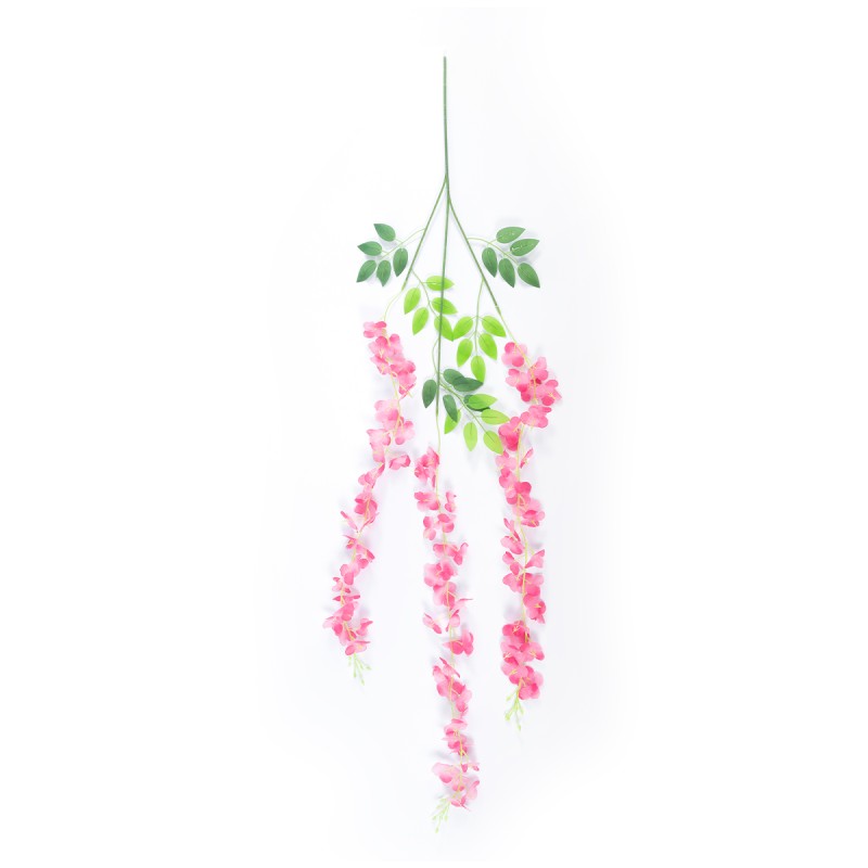 GloboStar® Artificial Garden HOT PINK WISTERIA FLOWER BRANCH 21512 Σετ 12 Τεχνητά Διακοσμητικά κλαδιά Βιστέριας Έντονο Ροζ Φ45 x Υ120cm