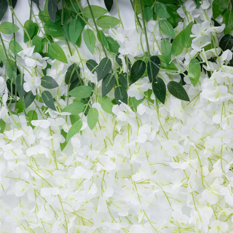 GloboStar® Artificial Garden WHITE WISTERIA FLOWER BRANCH 21513 Σετ 12 Τεχνητά Διακοσμητικά κλαδιά Βιστέριας Λευκό Φ45 x Υ120cm
