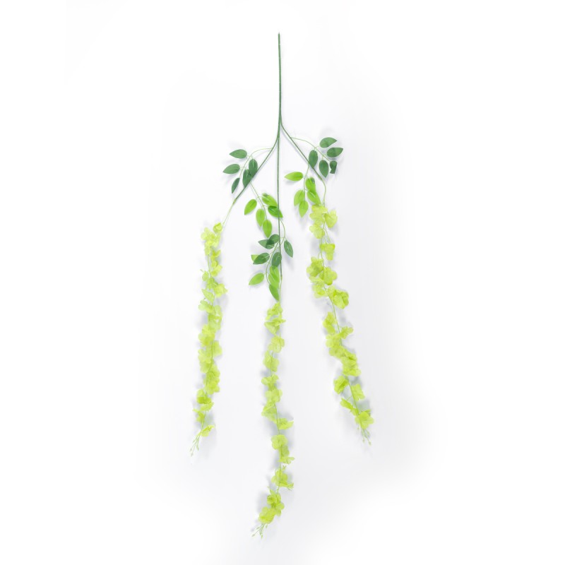 GloboStar® Artificial Garden GREEN WISTERIA FLOWER BRANCH 21514 Σετ 12 Τεχνητά Διακοσμητικά κλαδιά Βιστέριας Πράσινο Φ45 x Υ120cm