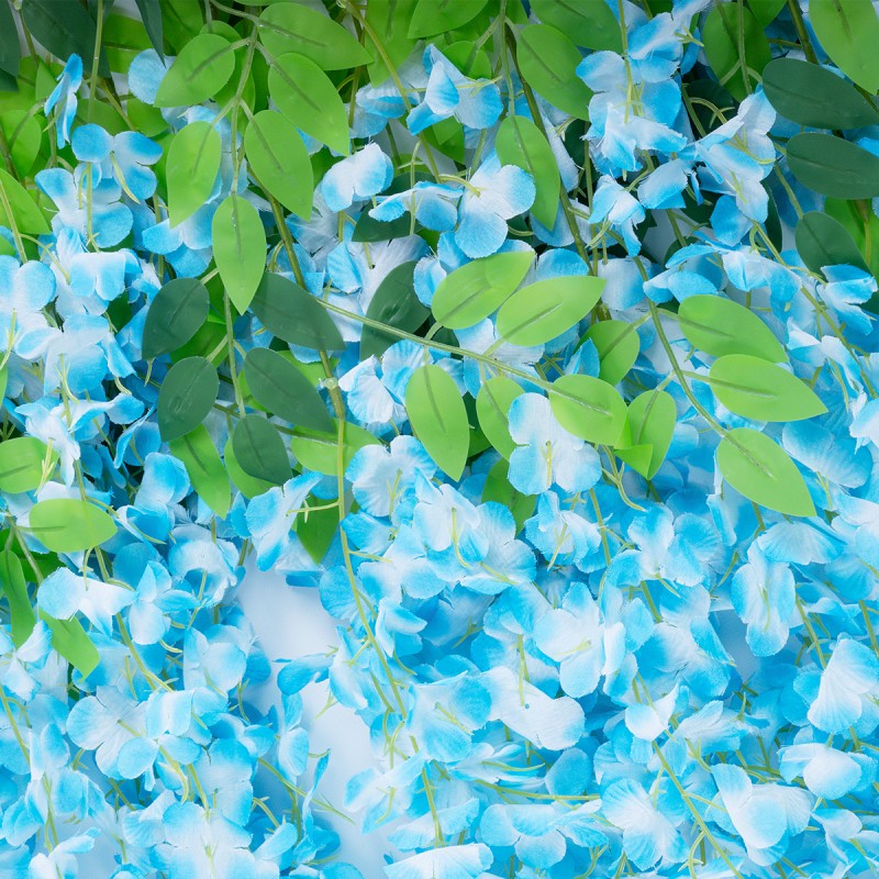 GloboStar® Artificial Garden BLUE WISTERIA FLOWER BRANCH 21515 Σετ 12 Τεχνητά Διακοσμητικά κλαδιά Βιστέριας Μπλέ Φ45 x Υ120cm