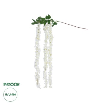 GloboStar® Artificial Garden WHITE WISTERIA FLOWER BRANCH 21516 Τεχνητό Διακοσμητικό κλαδί Βιστέρια Λευκό Φ45 x Υ164cm