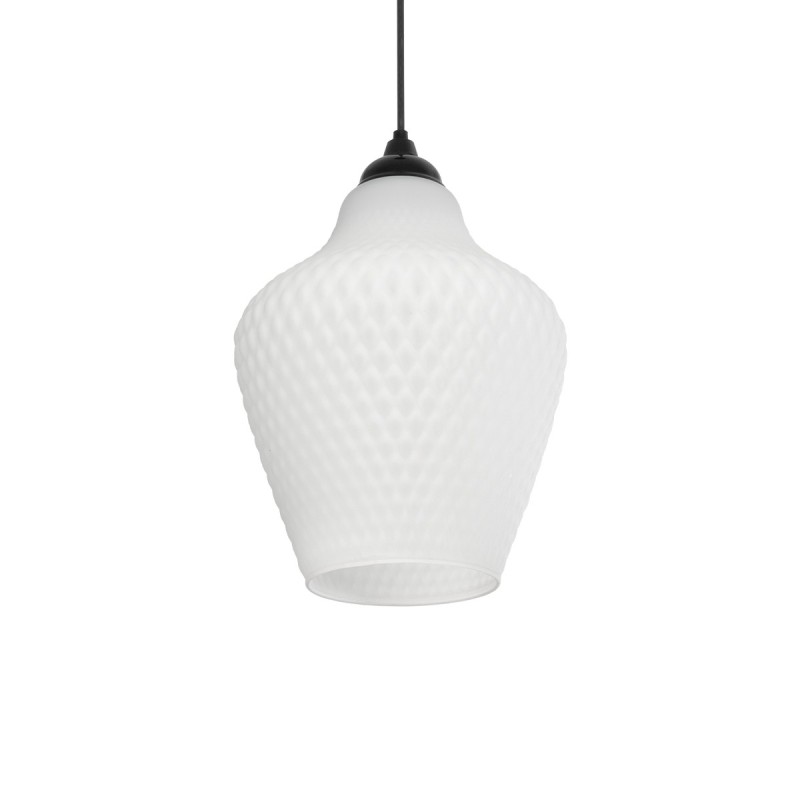 GLOBOSTAR® SKLO 206-0023 Μοντέρνο Κρεμαστό Φωτιστικό Οροφής με Ντουί 1 x E27 AC 220-240V IP20 - Λευκό - Μ22 x Π22 x Υ31cm