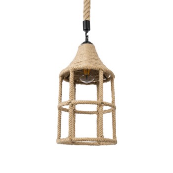 GLOBOSTAR® YUBA 01612 Boho Κρεμαστό Φωτιστικό Οροφής με Ντουί 1 x E27 AC 220-240V IP20 - Μπεζ - Μ22 x Π22 x Y40cm