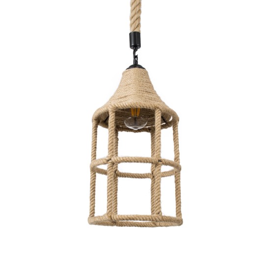 GloboStar® YUBA 01612 Boho Κρεμαστό Φωτιστικό Πλέγμα Μονόφωτο 1 x E27 IP20 Μπεζ Σχοινί - Μ22 x Π22 x Y40cm GloboStar® YUBA 01612 Boho Κρεμαστό Φωτιστικό Πλέγμα Μονόφωτο 1 x E27 IP20 Μπεζ Σχοινί - Μ22 x Π22 x Y40cm