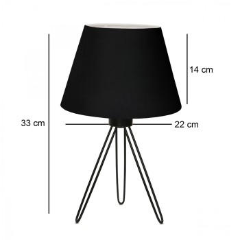 GLOBOSTAR® TRIP 204-0086 Μοντέρνο Επιτραπέζιο Φωτιστικό Πορτατίφ με Ντουί 1 x E27 AC 220-240V IP20 - Μαύρο - Μ22 x Π22 x Υ33cm