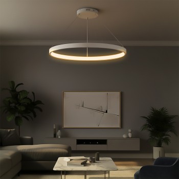 kelvo® NEMESIS KLV-101-0215 Κρεμαστό Φωτιστικό Οροφής LED 75W 7500lm 180° AC 220-240V IP20 Ρυθμιζόμενο Λευκό CCT με Χειριστήριο από 2700K έως 6000K Dimmable - Lumileds SMD Chip - Λευκό Ματ - Μ100 x Π100 x Υ4cm - 3 Χρόνια Εγγύηση