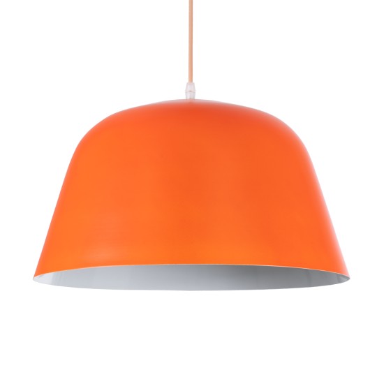 GloboStar® UPVALE 01283 Μοντέρνο Κρεμαστό Φωτιστικό Καμπάνα Μονόφωτο 1 x E27 IP20 Πορτοκαλί & Λευκό Μέταλλο - Μ40 x Π40 x Υ24cm GloboStar® UPVALE 01283 Μοντέρνο Κρεμαστό Φωτιστικό Καμπάνα Μονόφωτο 1 x E27 IP20 Πορτοκαλί & Λευκό Μέταλλο - Μ40 x Π40 x Υ24cm