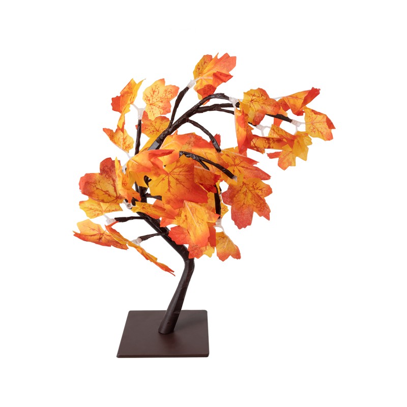 GLOBOSTAR® TREEDECO 71586 Μοντέρνο Επιτραπέζιο Φωτιστικό Πορτατίφ LED 2W 100lm 200° DC 5V με USB 2.0 IP20 Θερμό Λευκό 2700K - Πορτοκαλί & Καφέ - Μ30 x Π30 x Υ41cm - 2 Χρόνια Εγγύηση