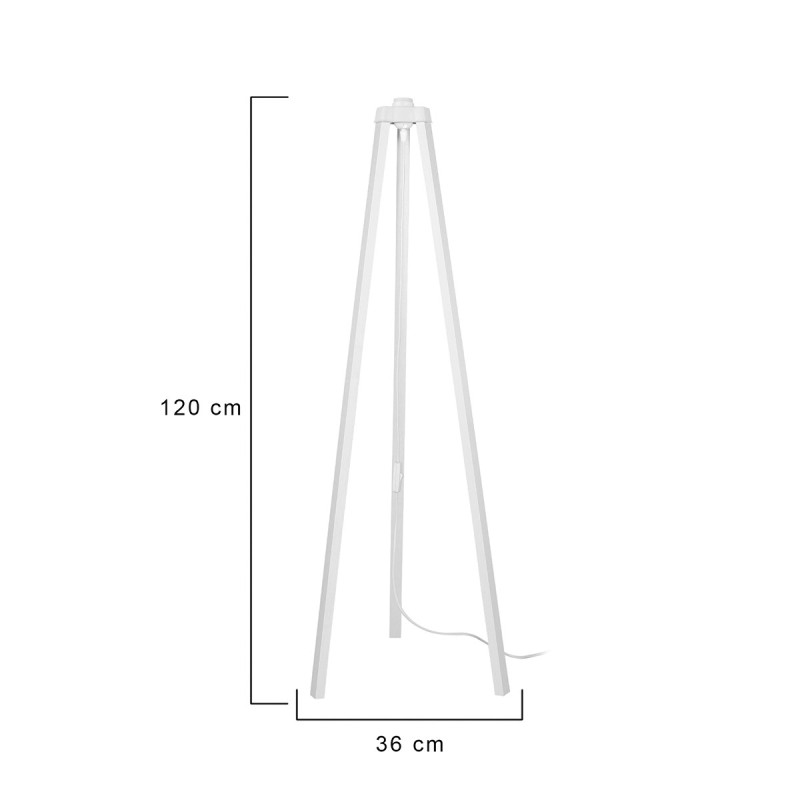 GloboStar® TRIPOD 203-0259 Μοντέρνο Επιδαπέδιο Φωτιστικό Μονόφωτο 1 x E27 IP20 Λευκό Ξύλο - Μ38 x Π38 x Υ120cm