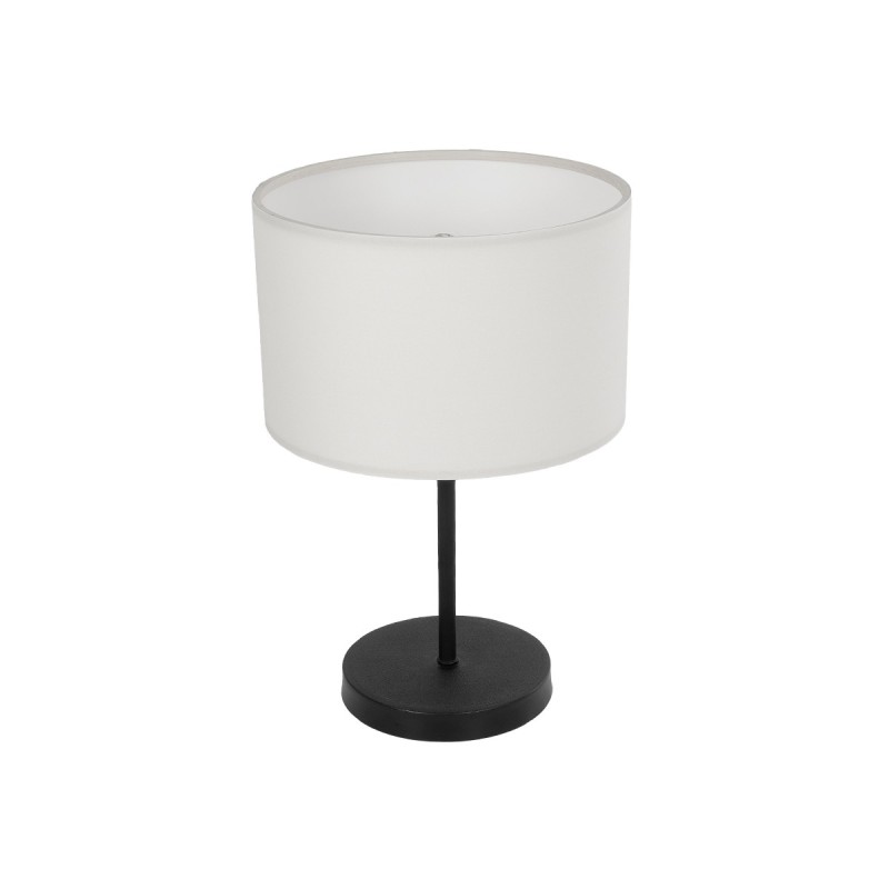 GloboStar® LARA 204-0075 Μοντέρνο Eπιτραπέζιο Φωτιστικό Μονόφωτο 1 x E27 IP20 Μαύρο Μέταλλο με Μπεζ Ύφασμα - Μ24 x Π24 x Υ35cm