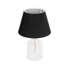 GloboStar® TRANS 204-0054 Μοντέρνο Eπιτραπέζιο Φωτιστικό Μονόφωτο 1 x E27 IP20 Διάφανο Πλαστικό με Μαύρο Ύφασμα - Μ22 x Π22 x Υ14cm
